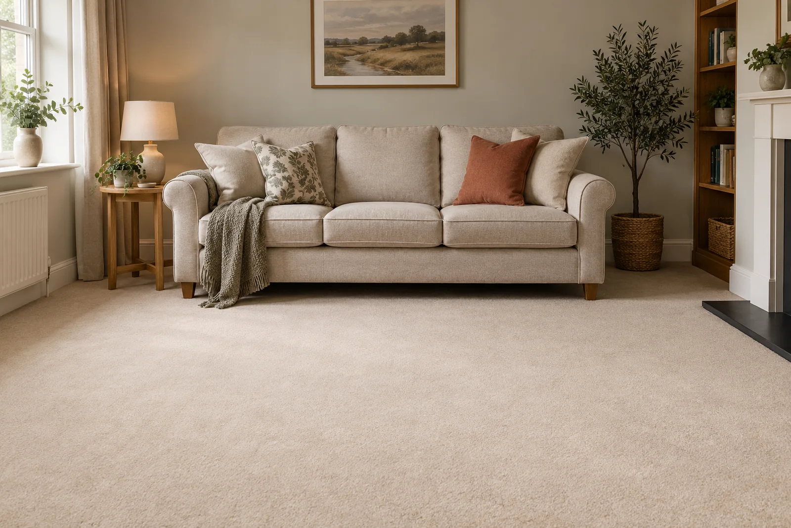 Living room inspiration with a fabric sofa and fitted carpet